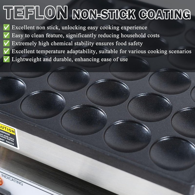 SIJIDING Mini Pancake Maker 25pcs Dutch Pancake Maker 950W Mini Pancakes Maker Machine Commercial Electric Dutch Pancakes Maker, Non-stick hotcakes Maker for Restaurant - Image 3